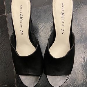 Black Leather Mules